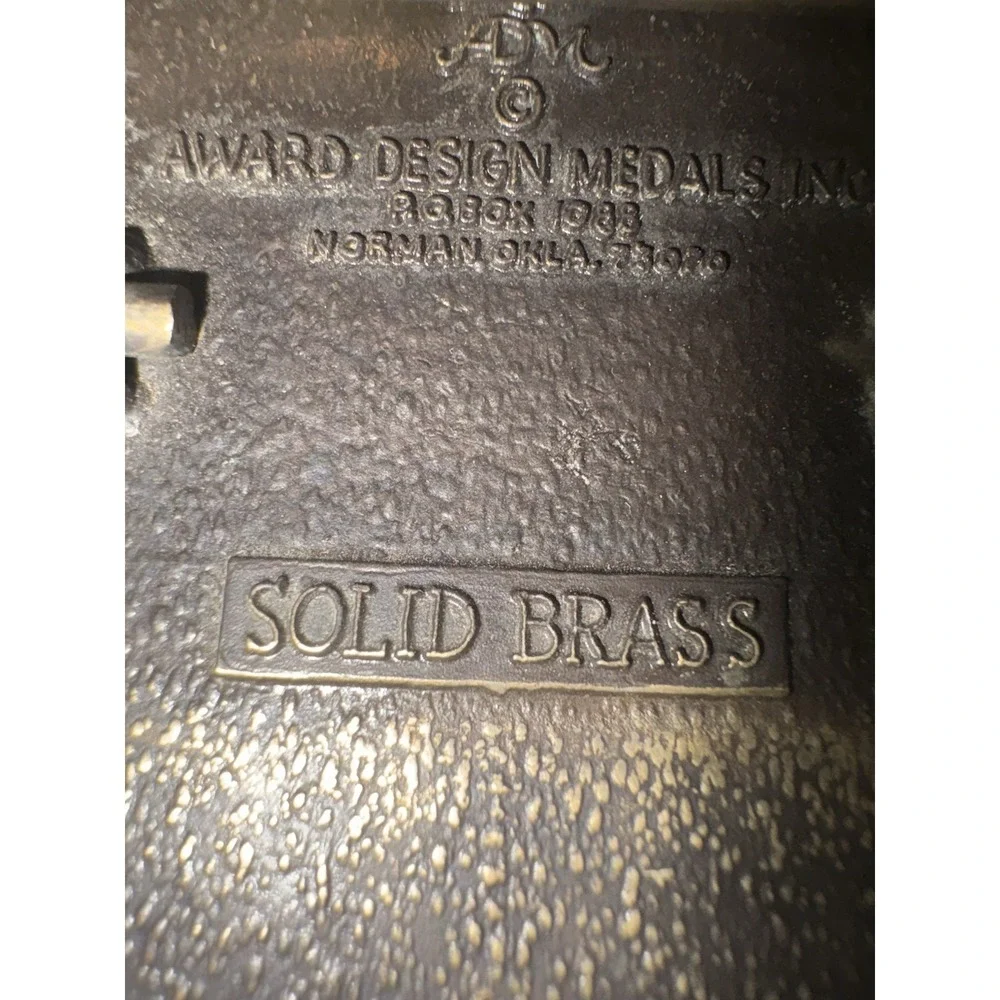 Vintage Solid Brass Steam Locomotive Train Belt Buckle Award Design Medals USA